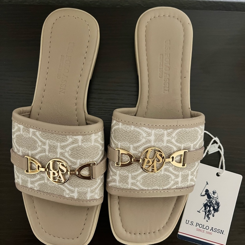 U.S. Polo Assn. Women's Tan Slide Sandals